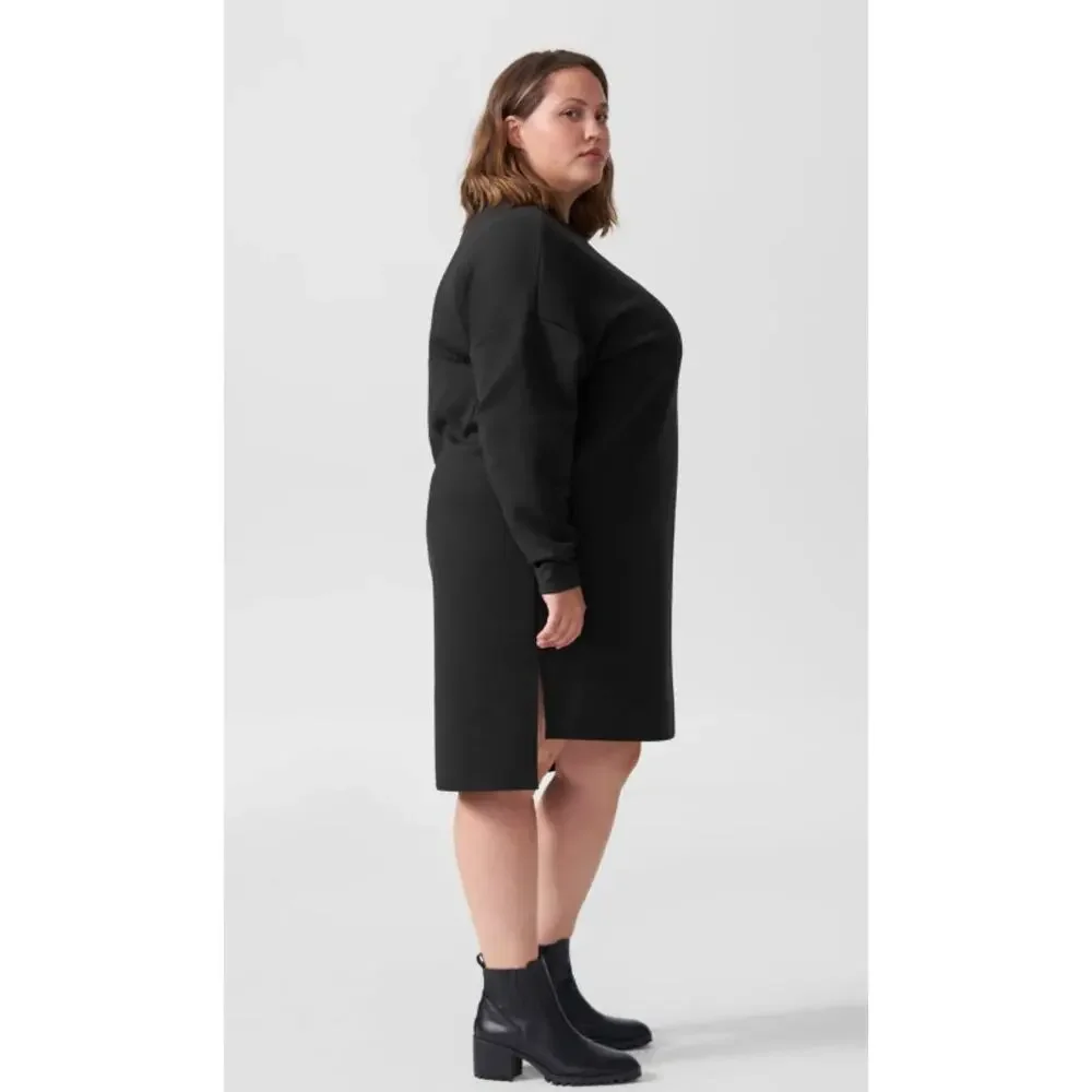 Universal Standard Ceres Side Vent Sweatshirt Dress 4XS 00 0 2XS Black NWT Cozy